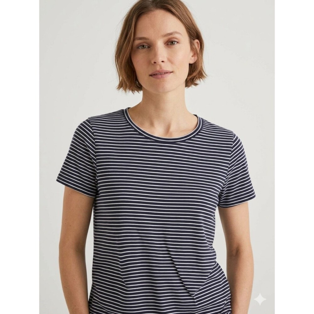 Boden Navy and White Striped Short-Sleeve Tee